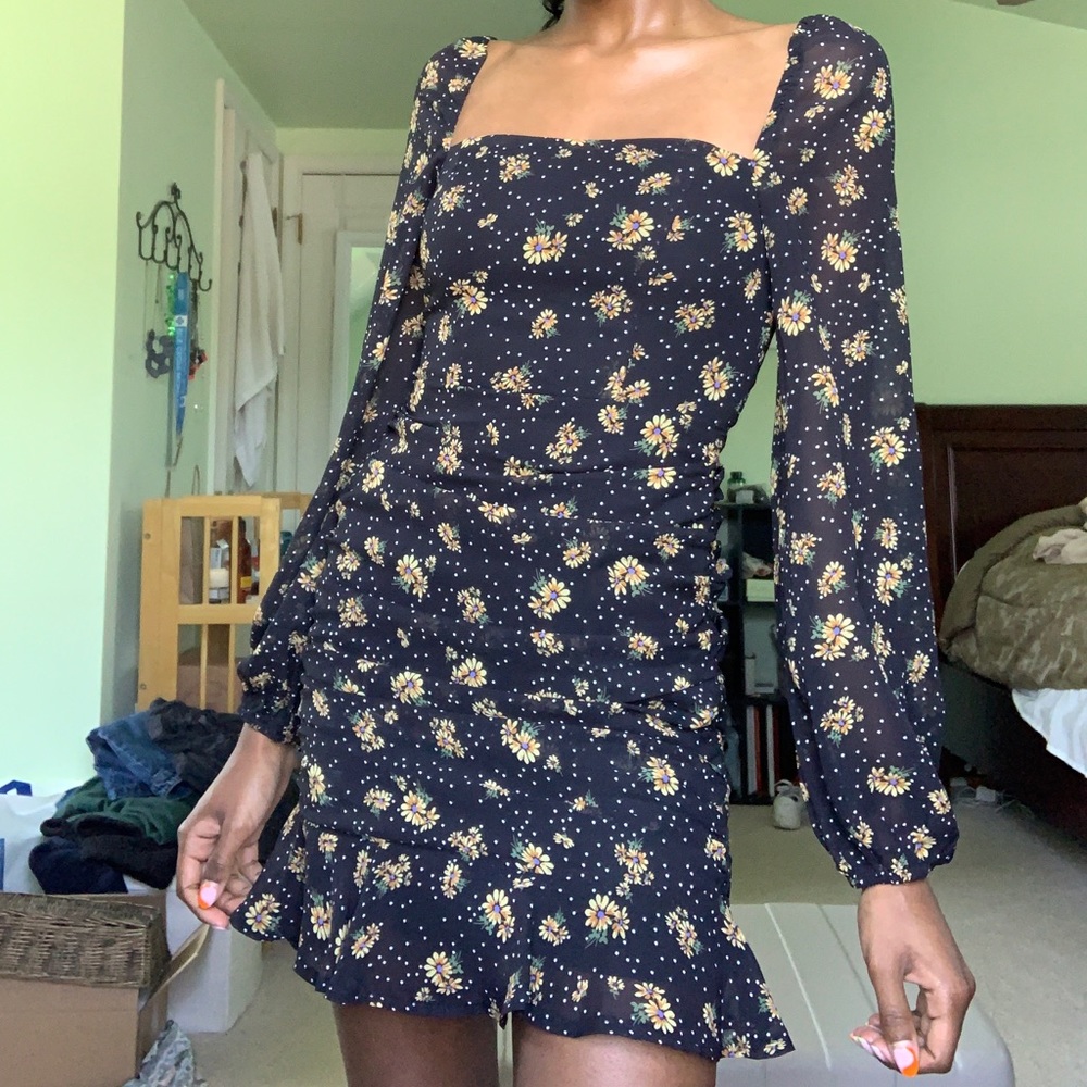 Princess Polly Ruched Long Sleeve Mini Dress